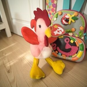 Ty Teenie Beany Babies Strut the  Rooster Bag Charm & Keychain NWT